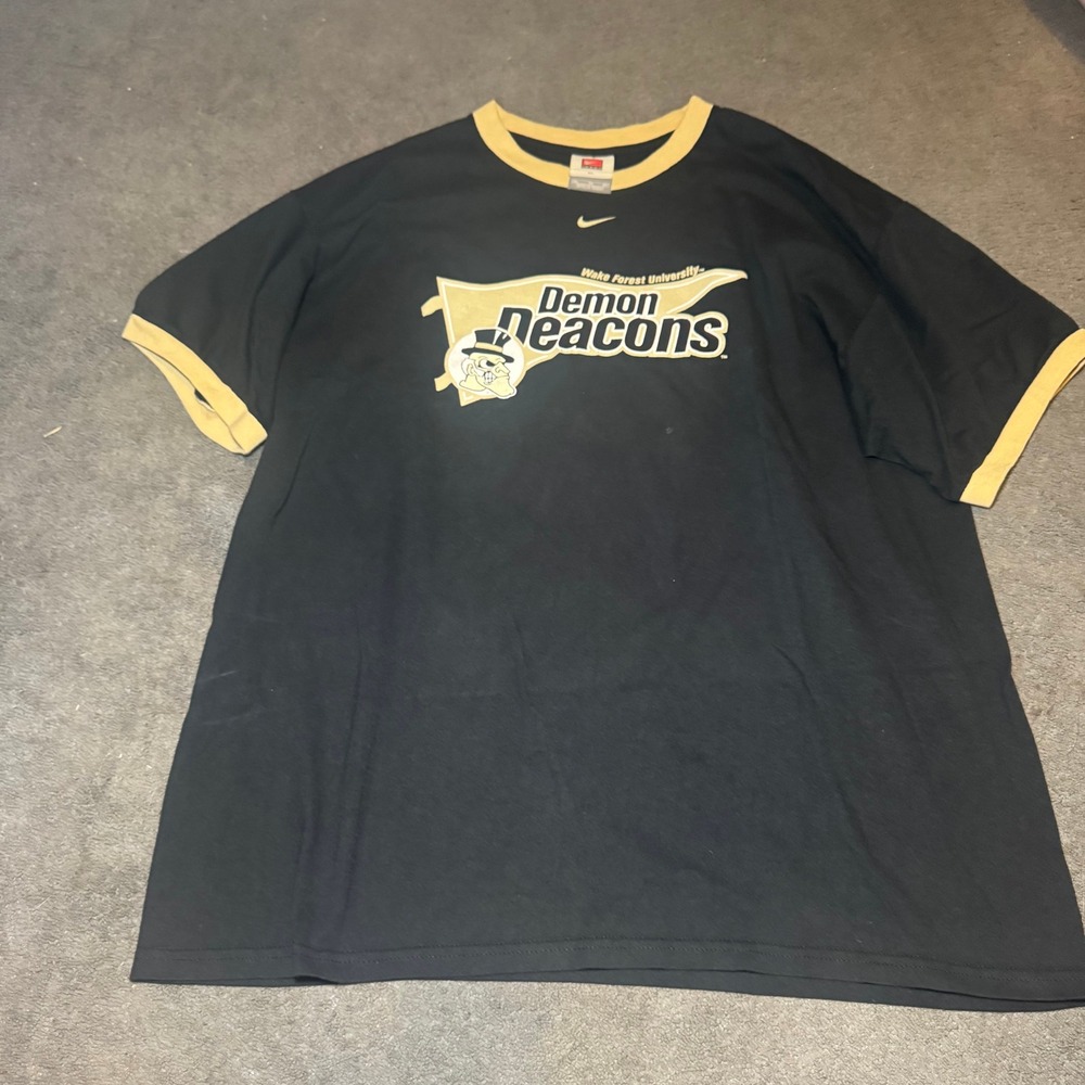 Nike Team Wake Forest Demon Deacons Ringer T-Shirt XL Black Gold NCAA Collegiate